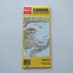 Canada Road Map Highways of Canada & Northern U.S.A. Vintage Map by MapArt 1994